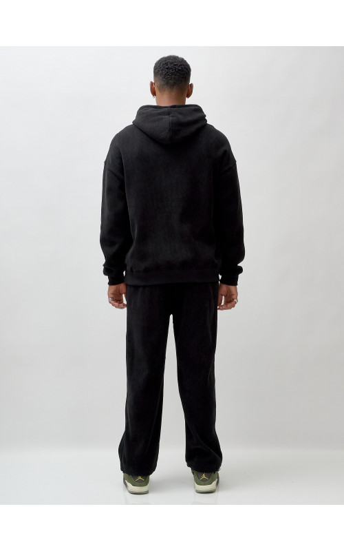 Мужской демисезонный спортивный костюм на флисе, чёрный, для спорта. в Тюмени