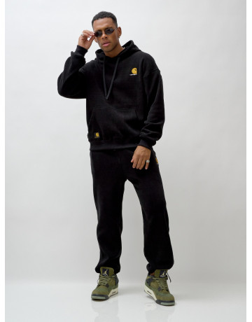 Мужской демисезонный спортивный костюм на флисе, чёрный, для спорта. в Тюмени