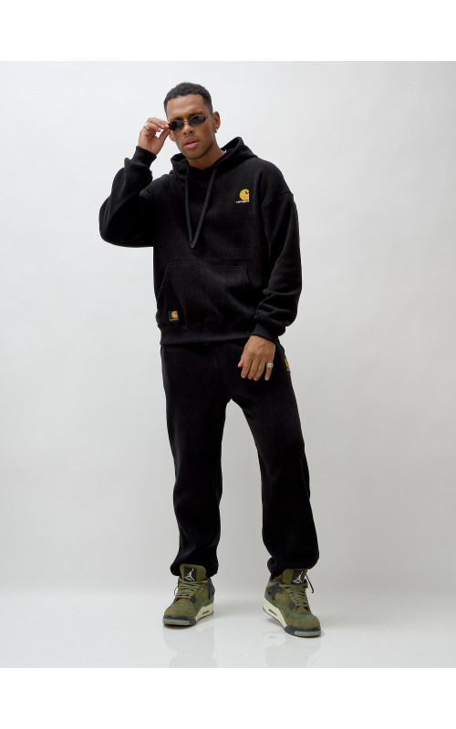 Мужской демисезонный спортивный костюм на флисе, чёрный, для спорта. в Тюмени