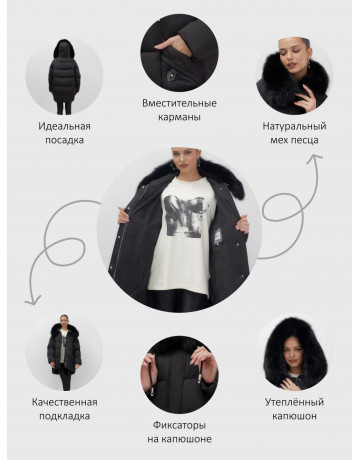 Пуховик с мехом песца премиум-класса