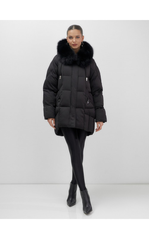 Пуховик с мехом песца премиум-класса