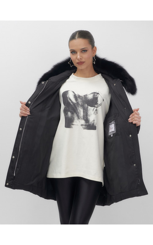 Пуховик с мехом песца премиум-класса