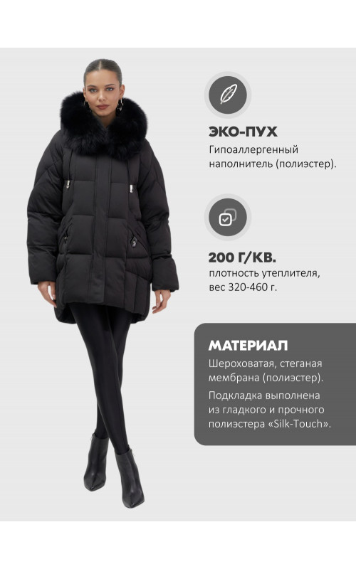 Пуховик с мехом песца премиум-класса