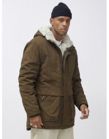 Мужская зимняя удлиненная парка с мехом, тёмно-шоколадового цвета. в Тюмени