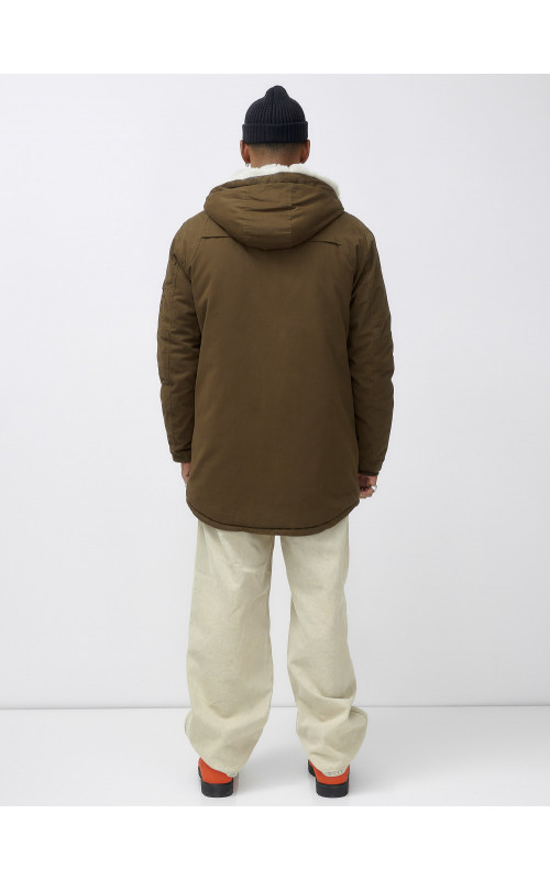 Мужская зимняя удлиненная парка с мехом, тёмно-шоколадового цвета. в Тюмени