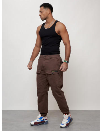 Мужские брюки карго с накладными карманами, коричневого цвета. в Тюмени