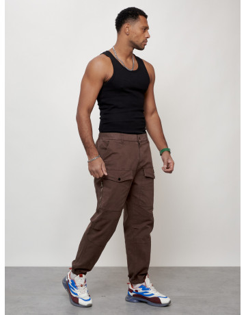 Мужские брюки карго с накладными карманами, коричневого цвета. в Тюмени