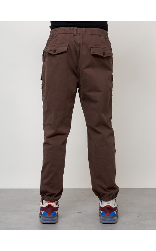 Мужские брюки карго с накладными карманами, коричневого цвета. в Тюмени
