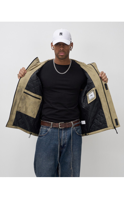 Мужская спортивная куртка для весны и осени, бежевый, для активного отдыха в Тюмени