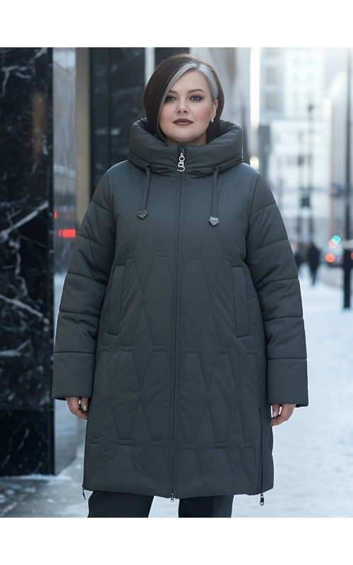Длинный зимний пуховик для женщин больших размеров
