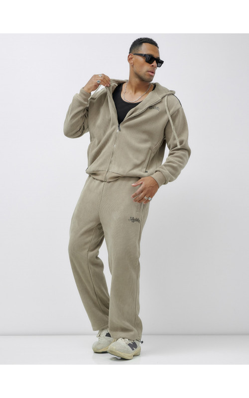 Мужской демисезонный спортивный костюм на флисе, бежевый, для спорта. в Тюмени