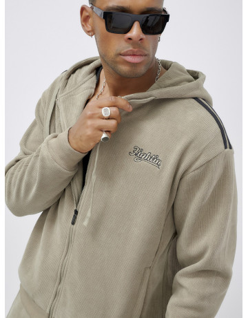 Мужской демисезонный спортивный костюм на флисе, бежевый, для спорта. в Тюмени