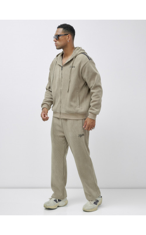 Мужской демисезонный спортивный костюм на флисе, бежевый, для спорта. в Тюмени