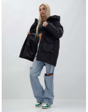 Зимняя куртка в стиле летучая мышь с капюшоном для активного отдыха.