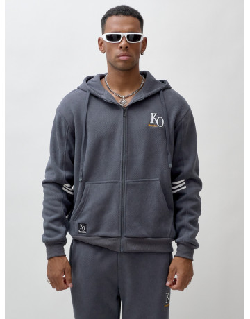 Мужской демисезонный спортивный костюм на флисе, тёмно-серый, для спорта. в Тюмени