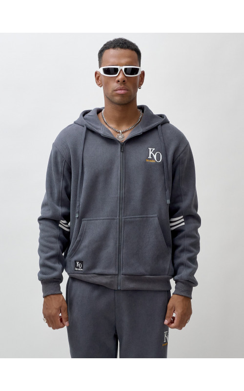 Мужской демисезонный спортивный костюм на флисе, тёмно-серый, для спорта. в Тюмени