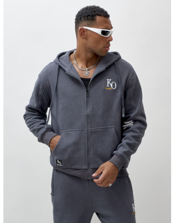 Мужской демисезонный спортивный костюм на флисе, тёмно-серый, для спорта. в Тюмени