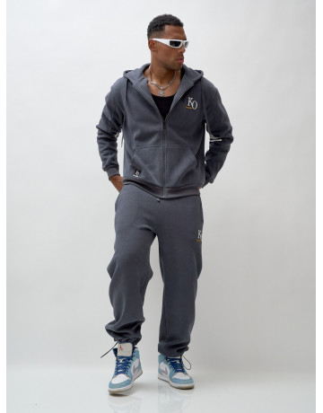 Мужской демисезонный спортивный костюм на флисе, тёмно-серый, для спорта. в Тюмени