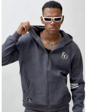 Мужской демисезонный спортивный костюм на флисе, тёмно-серый, для спорта. в Тюмени