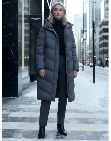 Длинный зимний пуховик для женщин