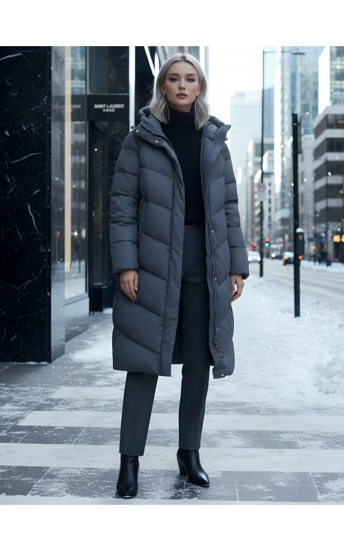 Длинный зимний пуховик для женщин