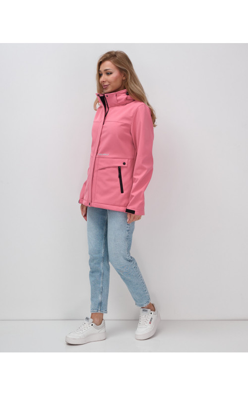 Женская спортивная ветровка с капюшоном softshell, розовая, для активного отдыха в Тюмени