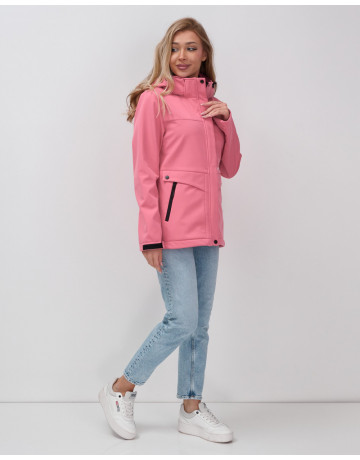 Женская спортивная ветровка с капюшоном softshell, розовая, для активного отдыха в Тюмени