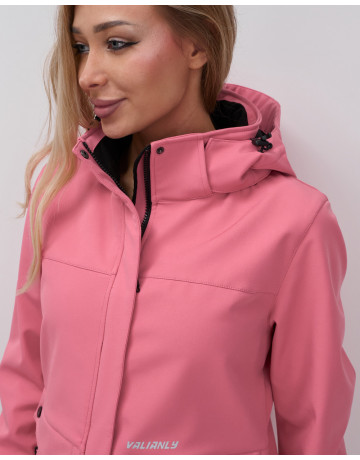 Женская спортивная ветровка с капюшоном softshell, розовая, для активного отдыха в Тюмени