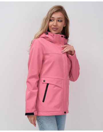 Женская спортивная ветровка с капюшоном softshell, розовая, для активного отдыха в Тюмени