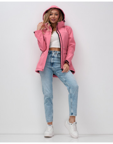 Женская спортивная ветровка с капюшоном softshell, розовая, для активного отдыха в Тюмени