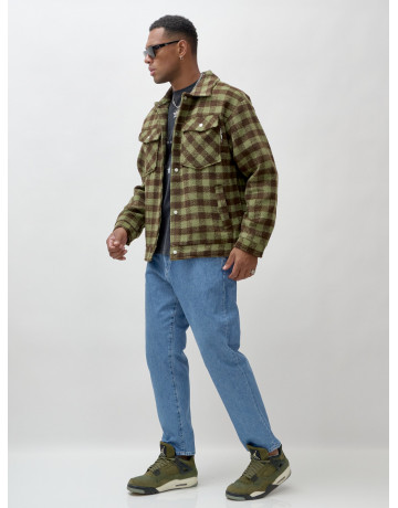 Мужская шерстяная рубашка прямого кроя в клетку.