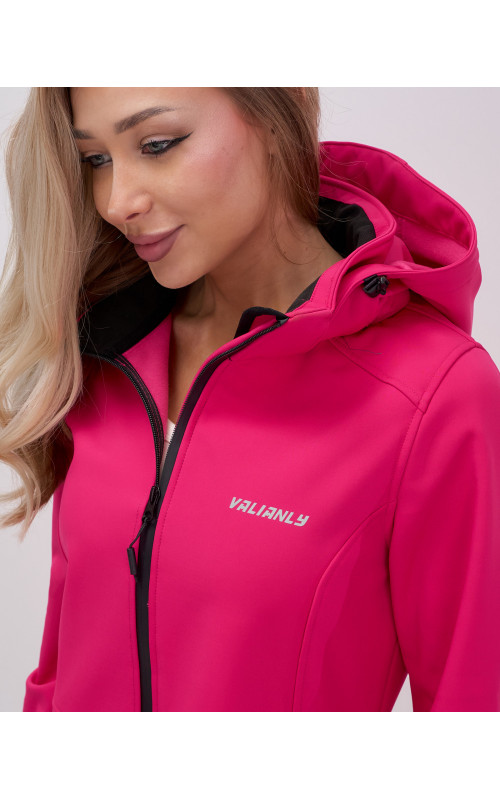 Женская спортивная парка с капюшоном softshell, розовая, для активного отдыха в Тюмени