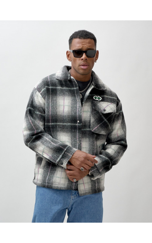 Ворсистая шерстяная куртка-рубашка, размерная сетка S–3XL