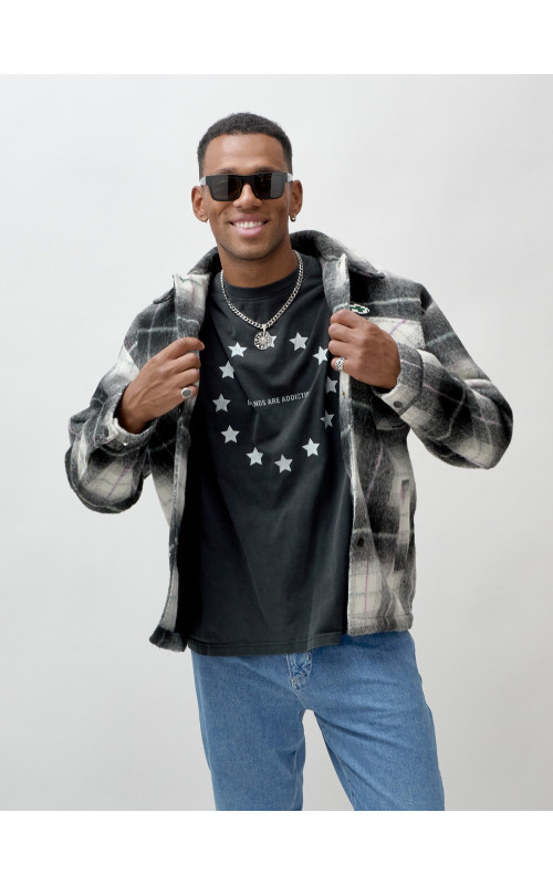 Ворсистая шерстяная куртка-рубашка, размерная сетка S–3XL