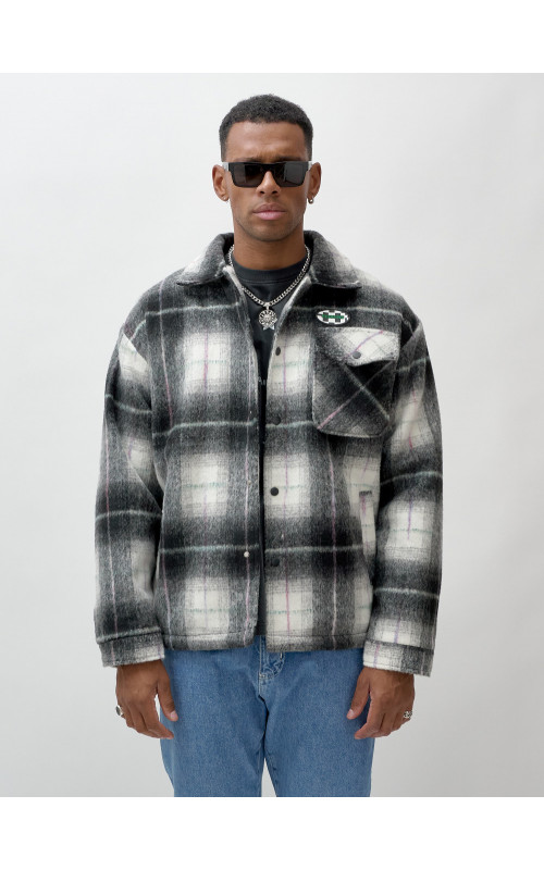 Ворсистая шерстяная куртка-рубашка, размерная сетка S–3XL