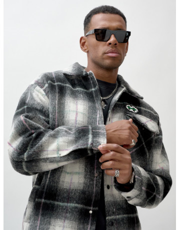 Ворсистая шерстяная куртка-рубашка, размерная сетка S–3XL