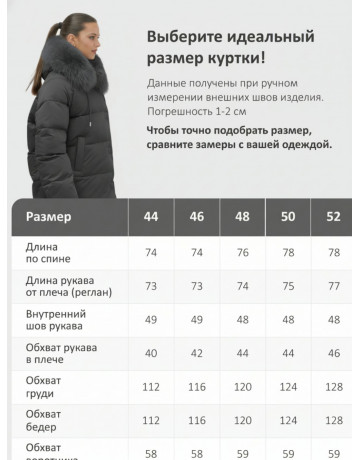 Пуховик с мехом песца, зима 2025, свободный крой