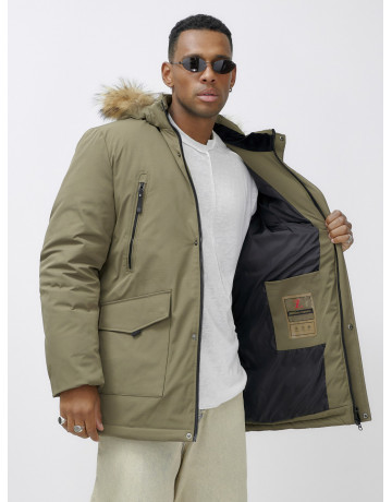 Мужская зимняя парка с мехом, бежевая, удлинённая. в Тюмени