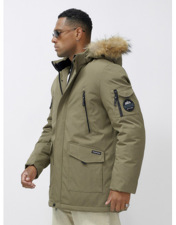 Мужская зимняя парка с мехом, бежевая, удлинённая. в Тюмени