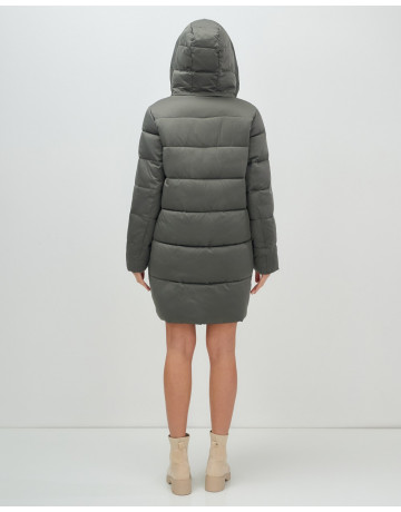 Женский зимний пуховик с капюшоном, тёмно-серый. в Тюмени