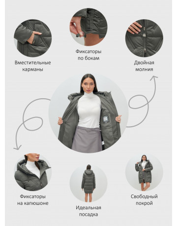 Женский зимний пуховик с капюшоном для холодной погоды.