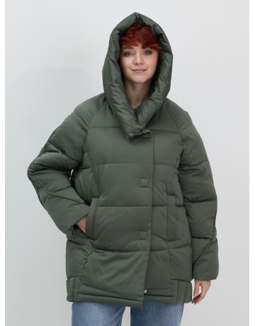 Пуховик зимний женский с капюшоном, хаки. в Тюмени