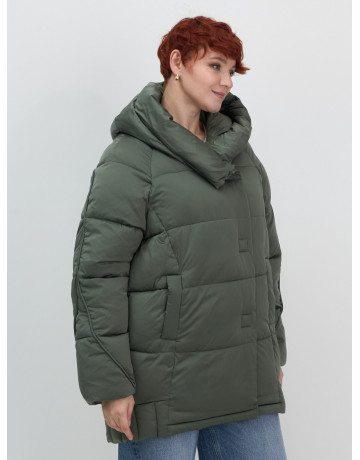 Пуховик зимний женский с капюшоном, хаки. в Тюмени