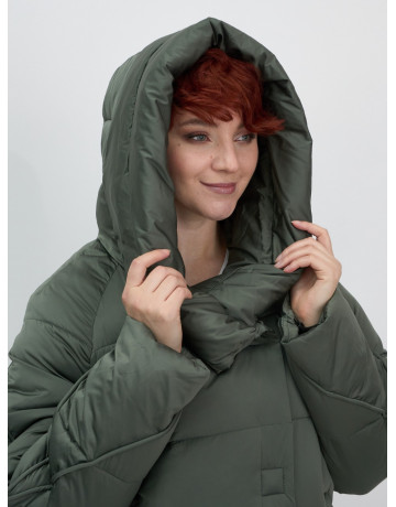 Пуховик зимний женский с капюшоном, хаки. в Тюмени