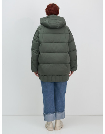 Пуховик зимний женский с капюшоном, хаки. в Тюмени