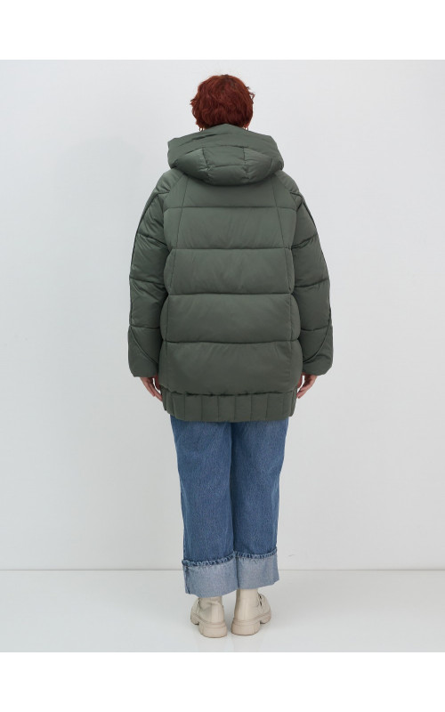 Пуховик зимний женский с капюшоном, хаки. в Тюмени