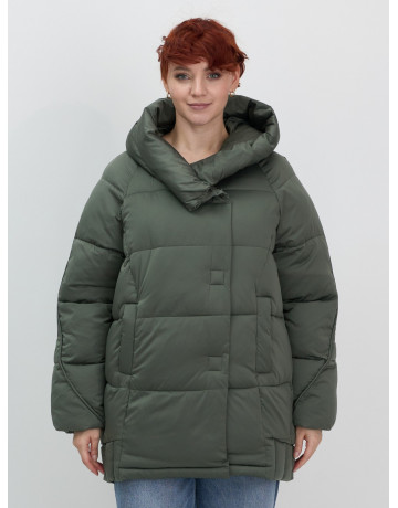 Пуховик зимний женский с капюшоном, хаки. в Тюмени