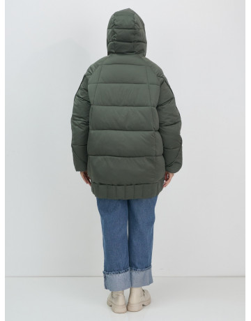 Пуховик зимний женский с капюшоном, хаки. в Тюмени