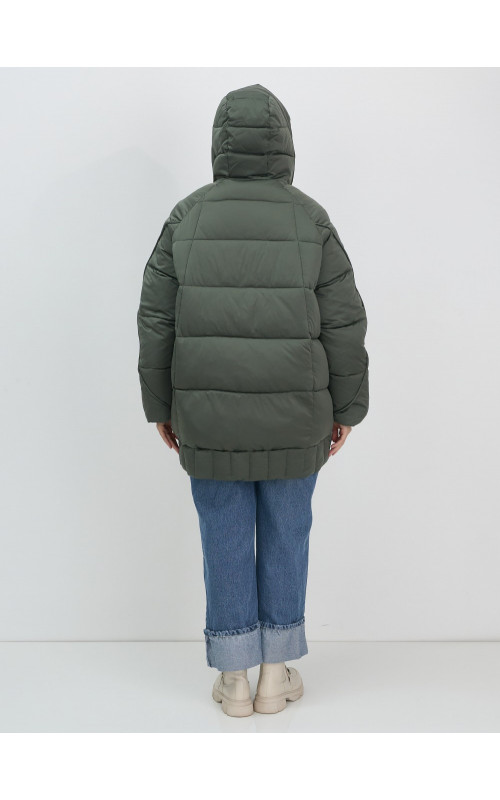 Пуховик зимний женский с капюшоном, хаки. в Тюмени