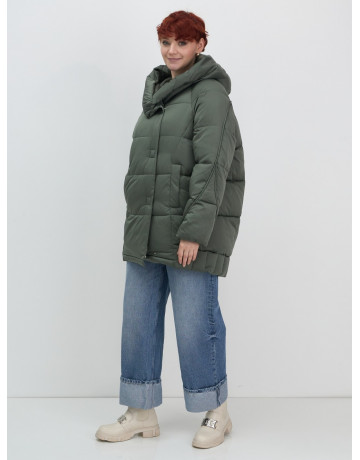 Пуховик зимний женский с капюшоном, хаки. в Тюмени